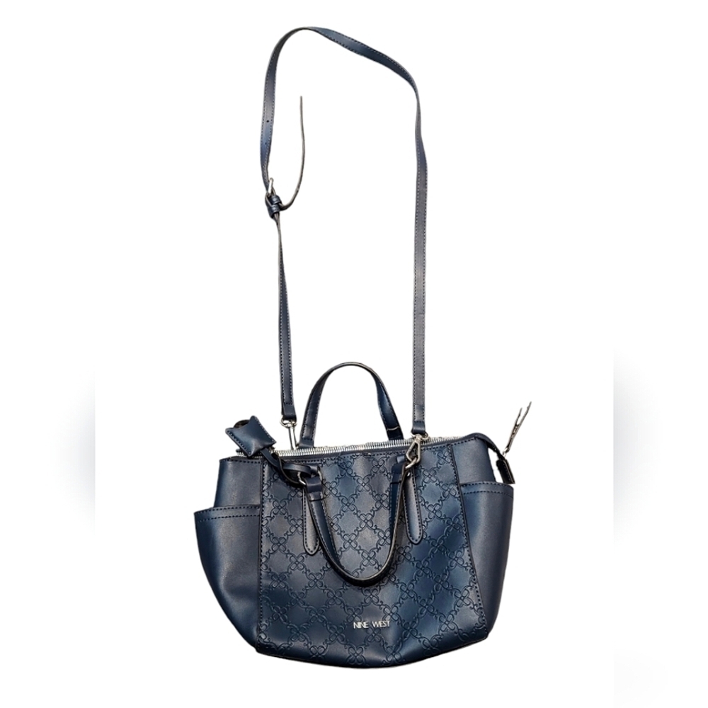 Nine West "Kylee" blue Mini Tote With Detachable,Adjustable Strap-Burgandy